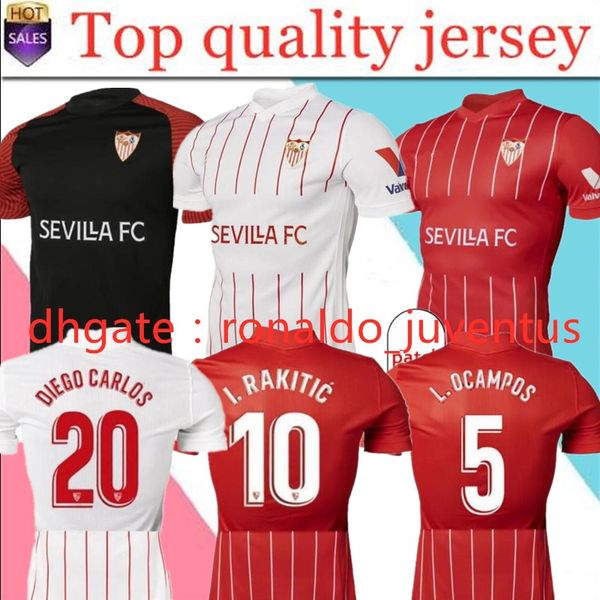 

21-22 seville soccer jerseys 21 22 ocampos navas ever banega de jong el haddadi torres rakitic vazquez kounde 3rd football shirt men+kids ki, Black