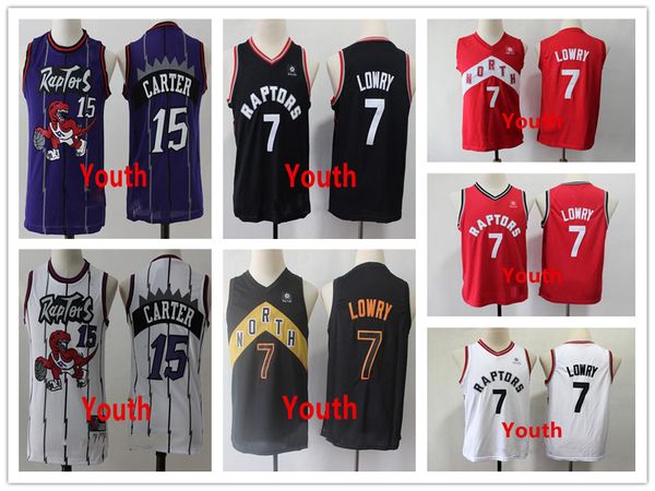 

kids 23 fred vanvleet toronto raptorsthrowback jersey kyle lowry 7 kawhi leonard 2 vince carter 15 youth vintage basketball jerseys, Black;red