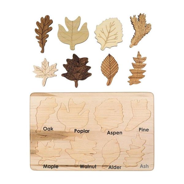 

small animal supplies 1pcs multi-shape leaf puzzle, children's educational wooden stem toy montessori children toys for