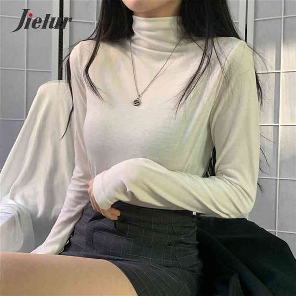 

turtleneck t shirt women autumn winter korean basic primer woman tshirt harajuku warm long sleeve solid color t-shirt 210426, White
