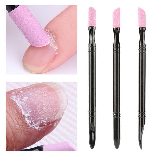 

double-end quartz stone scrub pen cuticle remover pusher nails accessorie trimmer dead skin black manicure nail tools pushers