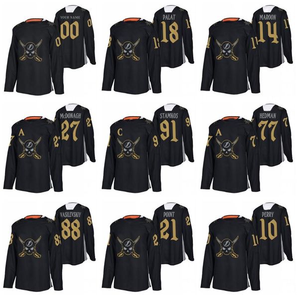 

custom nikita kucherov 2022 stanley cup finals champions jersey andrei vasilevskiy brayden point hedman stamkos mcdonagh brian elliott gourd, Black;red