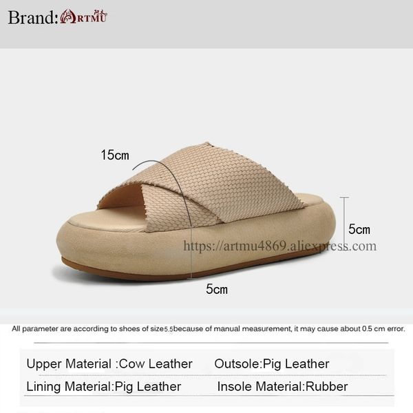 

80% off shoes artmu original platform slippers sandals outdoor women genuine leather slipper new style, Black