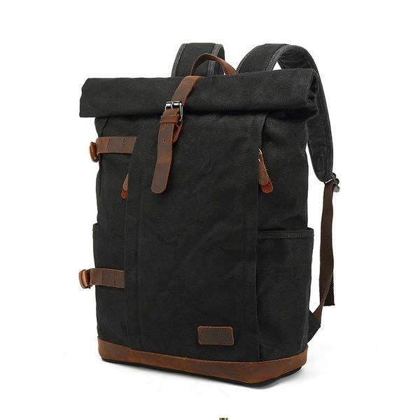 

backpack travel computer waterproof oil wax canvas men's rucksack schoolbag