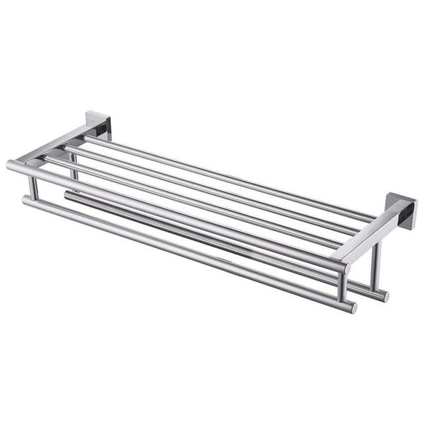 

towel racks bathroom bath rack with double bar 23.3-inch wall mount shelf rustproof stainless steel brushed finish