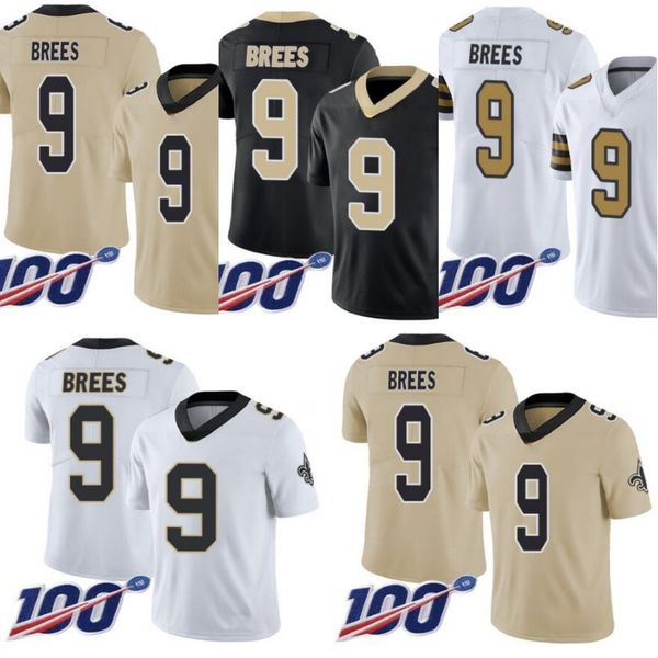 

new orleans saints men #9 drew brees women youth 100th jersey, Black;red