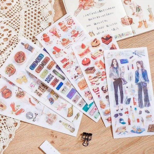 

3sheets/pack foods girls leaves dogs scrapbooking paper stickers set stationery diy craft decoration household supplies gift wrap