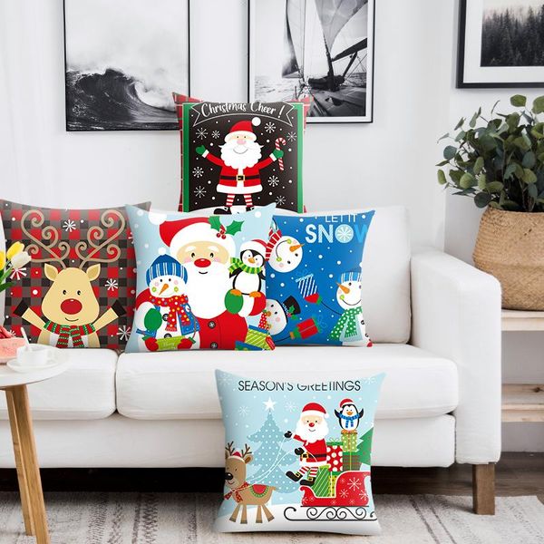 

cushion/decorative pillow merry christmas 2021 home decoration cushion cover cartoon santa claus 45*45cm polyester cotton pillowcases year 2