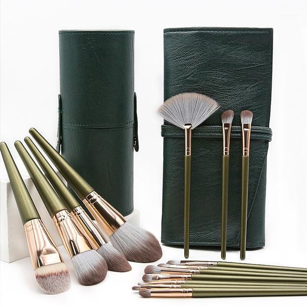 

cosmetics 14 green cloud makeup brush set soft hair portable loose powder eye shadow palette beauty tools1