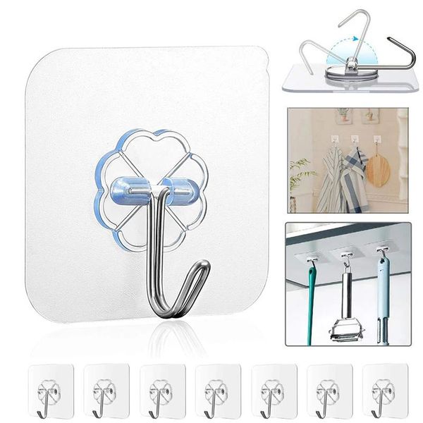 

hooks & rails transparent wall seamless self adhesive door hangers reusable hanging hook for kitchen bathroom