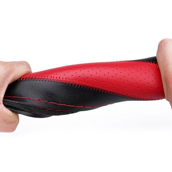 

37-38cm steering wheel cover black+red comfortable feeling soft useful covers