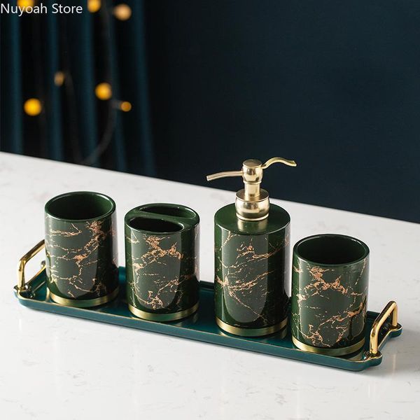 

household marble pattern bathroom supplies toothpaste dispenser mouthwash cup lotion bottle storage tray/bathroom decoration bath accessory