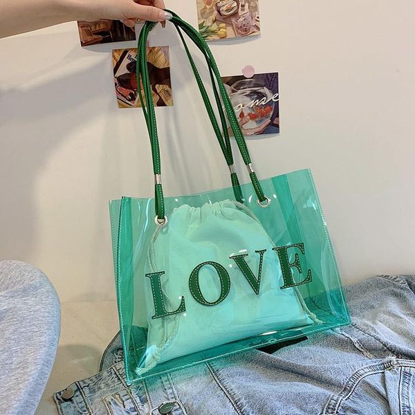 

evening bags summer brand designer luxury ladies transparent jelly bag shoulder handbag shopper large capacity messenger tote female