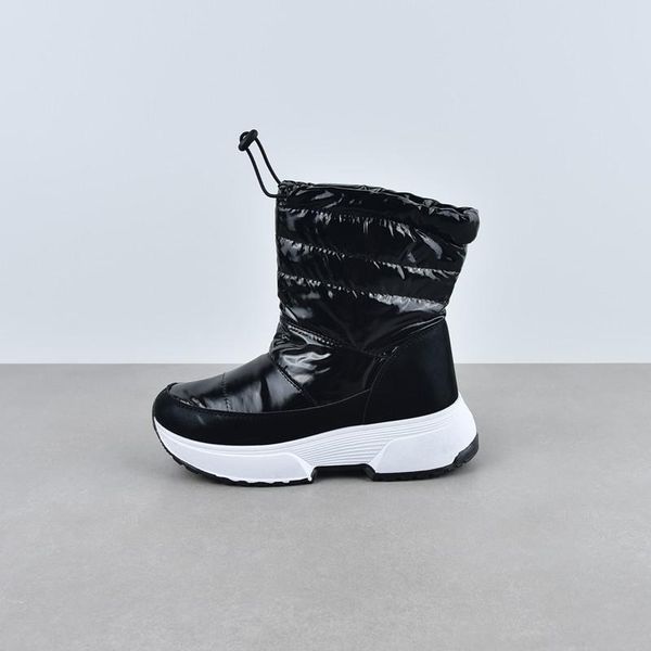 

boots ladies snow plus velvet padded large size waterproof platform, Black