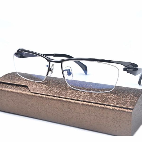

mincl/brand pure titanium ultra light tint glass men stylish eye glasses frame diamond trimmed clear lenses eyeglasses fml fashion sunglasse, Black