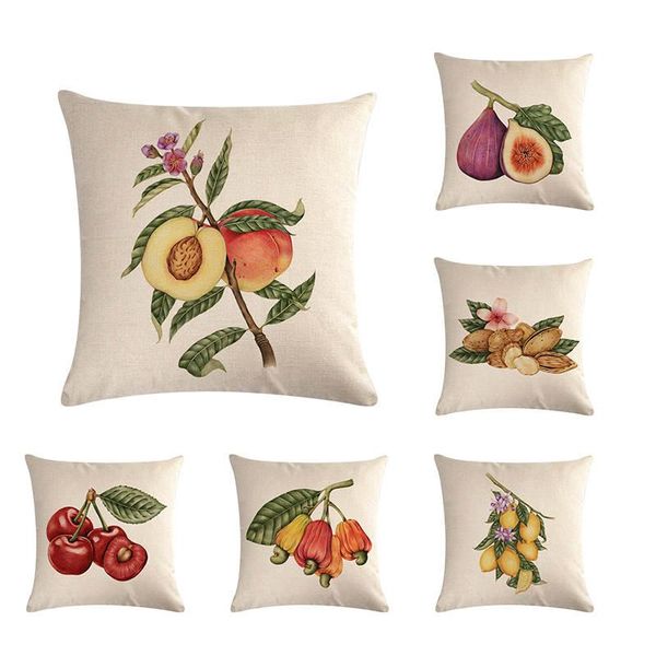 Cute de impressão de frutas de desenho animado cobertura de linho capas de linho para sofá capa de assento de carro maçã para sofá decoração de casa zy580 almofada/decorativa