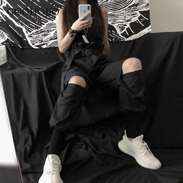 

spring and autumn all-match trousers women loose chic pants fashionable oversized cargo for women's & capris, Black;white