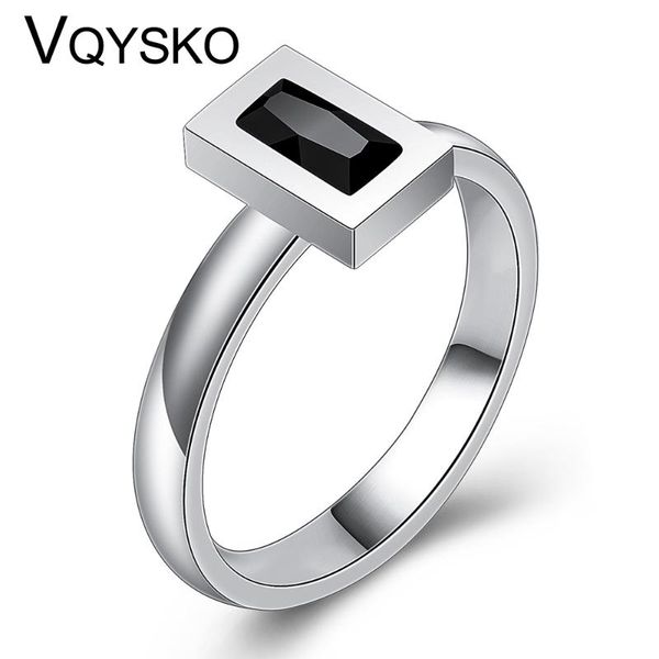 

wedding rings fashion black square crystal brand jewelry accessories ring wholesale unique stainless steel for women, Slivery;golden