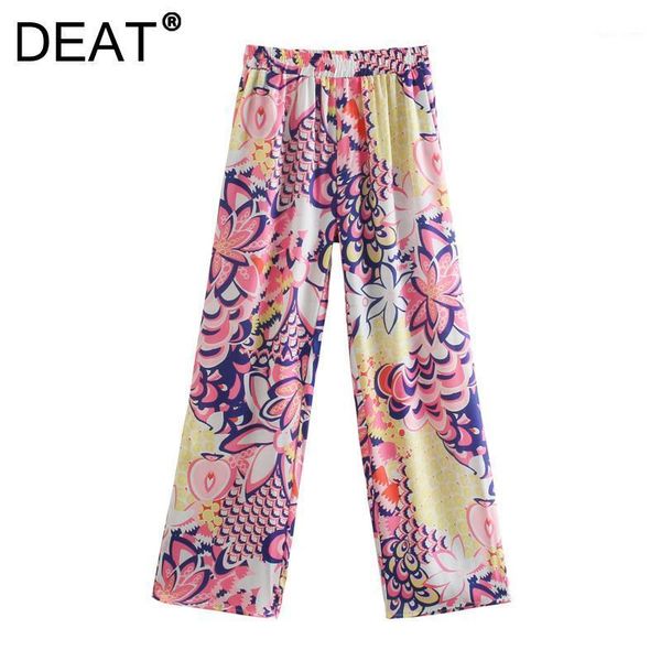 

women's pants & capris women's [] 2022 autumn fashion tide elasticity high waist printing loose temperament elegant women wide leg, Black;white