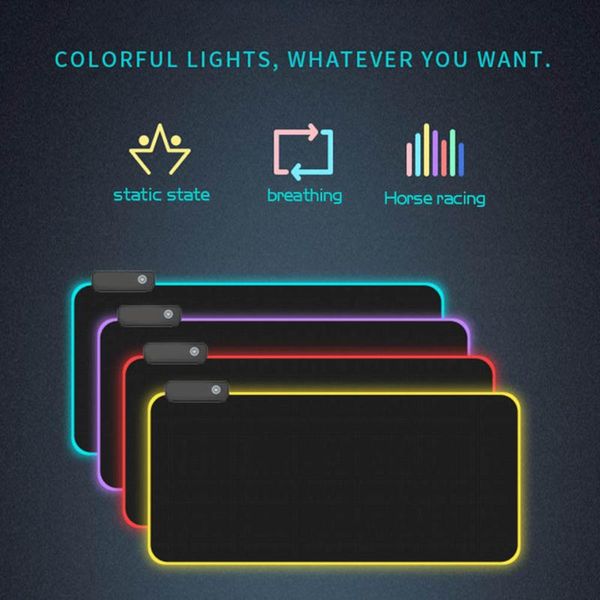 

mouse pads & wrist rests pad led rgb light 8 lighting modes glowing mat non-slip rubber bottom cloth keyboard
