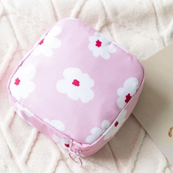 

storage bags flower sanitary pad organizer purse holder napkin towel lipstick cosmetic pouch case 12x12.5x4.5cm 1pc