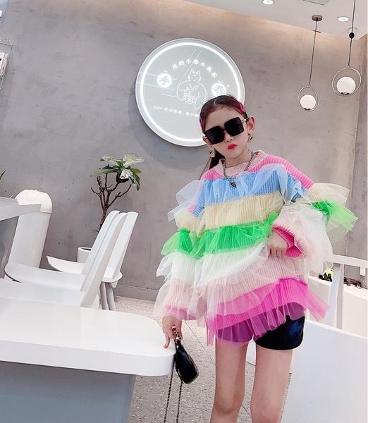 

pullover 2021 girls' color fashion sweater size 110-150cm arrival wholesale, Blue