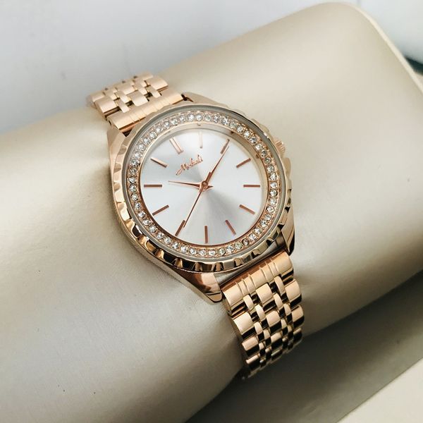 

melissa watch women's rose steel band inlaid with diamond waterproof high grade fashion simple temperament, Slivery;brown