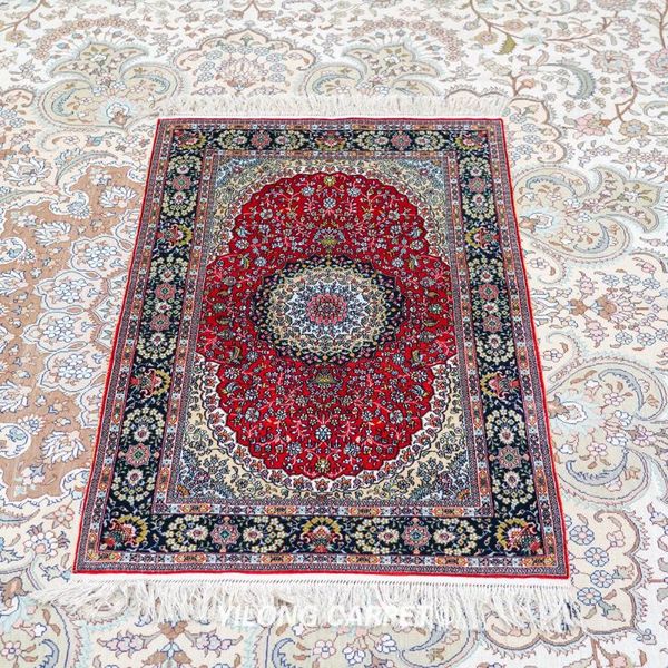 

carpets yilong 2'x3' high density silk tapestry red small oriental rugs (tj192h)