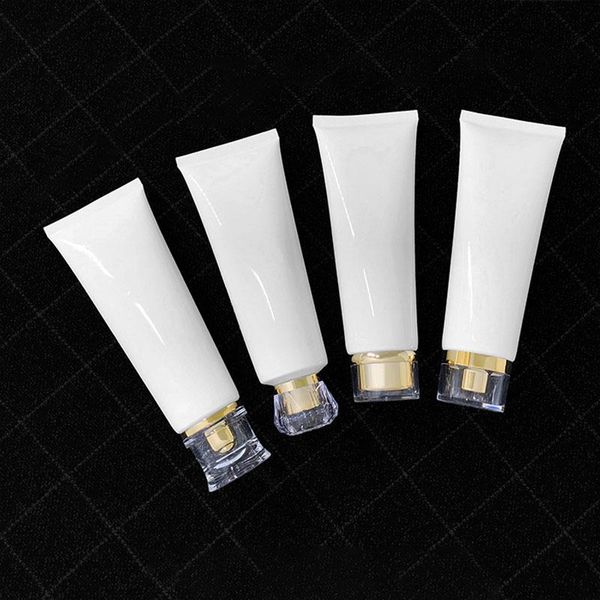 

storage bottles & jars 120ml white plastic soft tubes hand cream bottle glossy fashion squeeze hose sample cosmetic container 30pcs/lot
