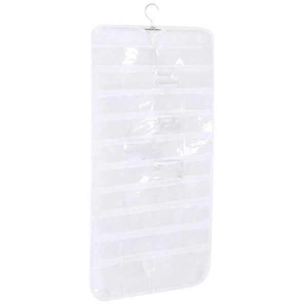

storage bags dual-sided 80-pocket hanging jewelry organizer display necklace earring ring pouch pocket, white