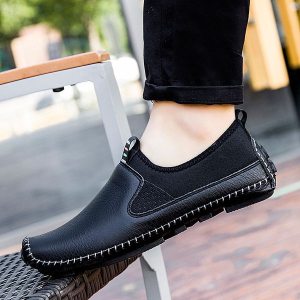 

464748 size large size spring and autumn handmade peas shoes trendy versatile driving casual shoes slip-on wear-resistant mens shoes, Red;white
