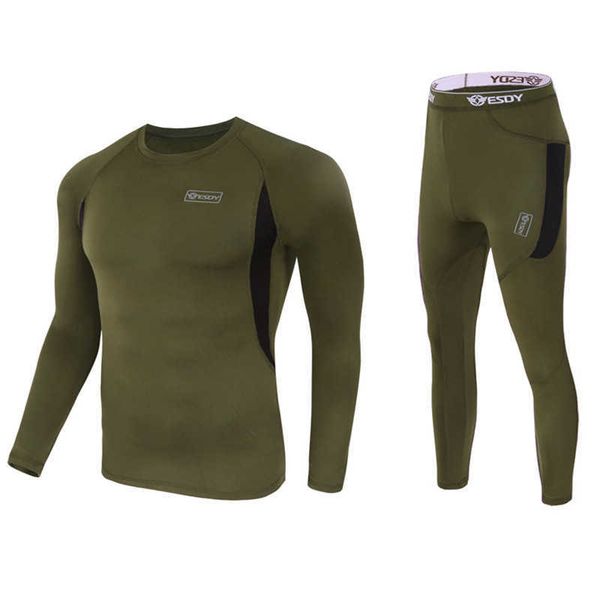 

winter quality new thermal underwear men sets compression fleece sweat quick drying thermo man clothing, Black;white