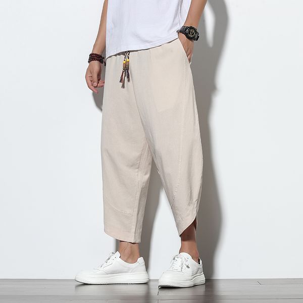 

men autumn ankle-length pants solid harem pants mens casual hip hop korean style joggers male high street clothes trousers 42, Black