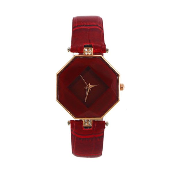 

watch fashion crocodile belt women's business quartz polygon, Slivery;brown