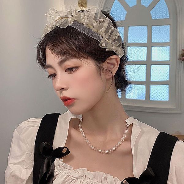 

hair clips & barrettes temperament pearl band accessories for girls face ladies, Golden;silver