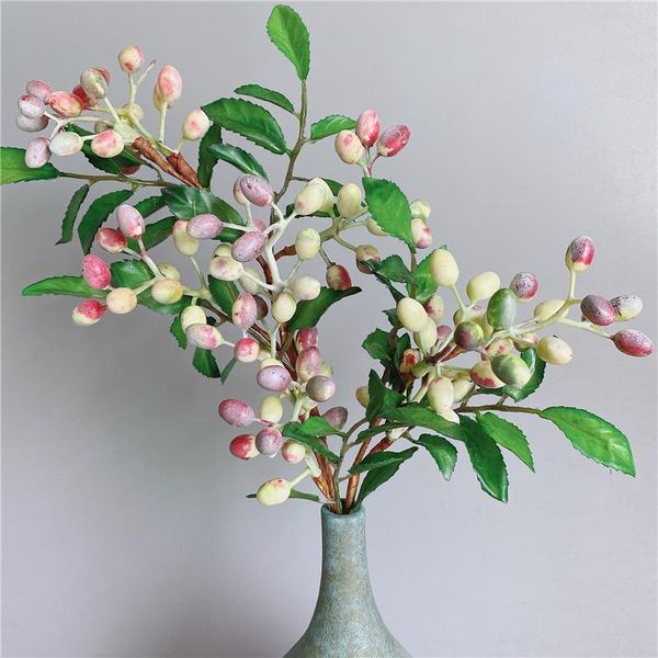

decorative flowers & wreaths luxury olive berry branch with leaves artificial for home wedding fall decorations flores fake plants xmas deco