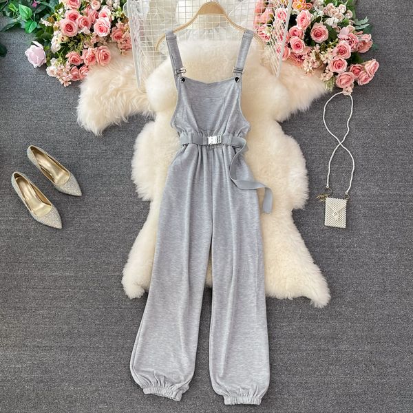 

women black/gray spaghetti strap loose romper women casual high waist playsuit summer casual sleeveless jumpsuits lady 2021 newswimwear bath