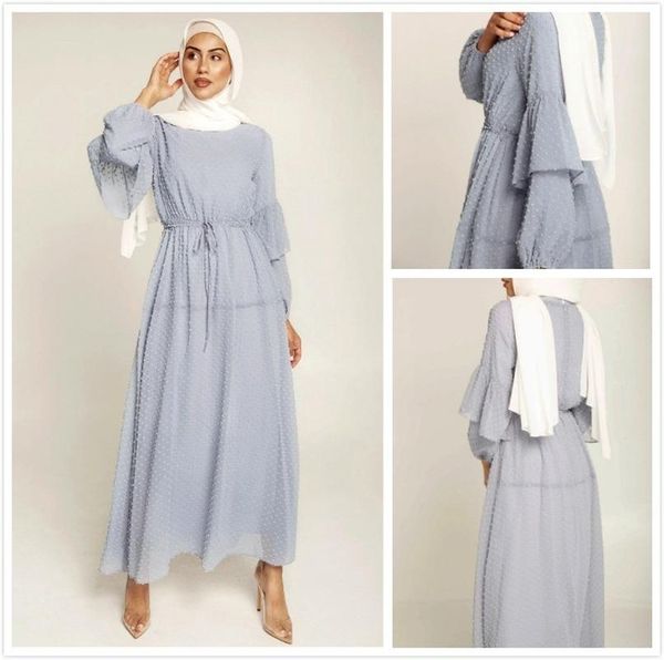 

ethnic clothing muslim fashion women's robe small hair ball plus size chiffon dress abaya dubai european kimono turkish dresses, Red
