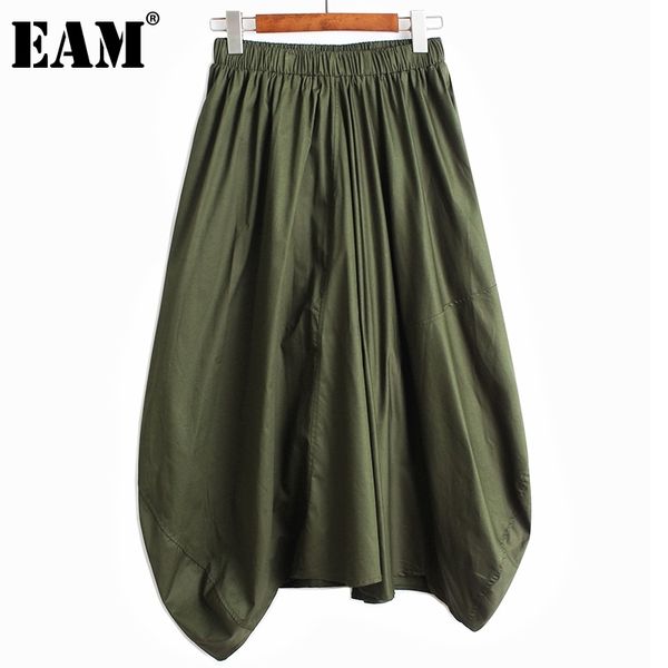 

[eam] black big size casual irregualr spliced high elastic waist half-body skirt women fashion spring summer 1dd8197 210512