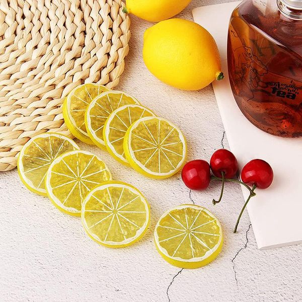 

party decoration 30 /60 pcs artificial fruit slices plastic fake mini model kitchen wedding