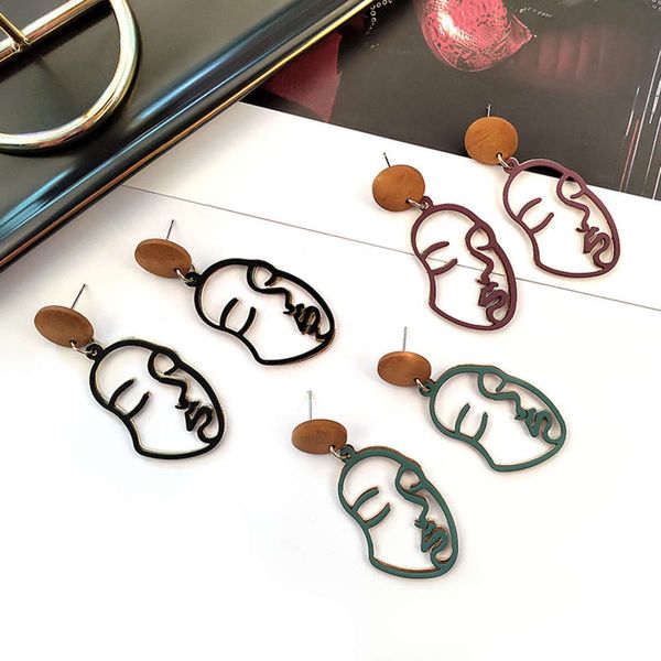 

japan and south korea's new personalized double face contour earrings, Black