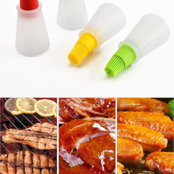 

tools & accessories silicone oil bottle with brush baking bbq basting pastry honey barbecue kitchen tool gadgets