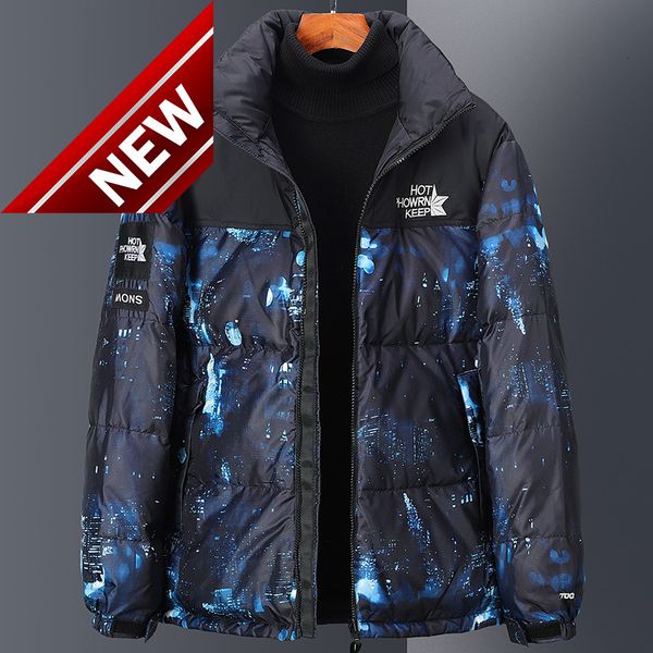 

fashion winter thickened white duck down jacket men's and women's stand collar contrast color couple versatile clothes, Black