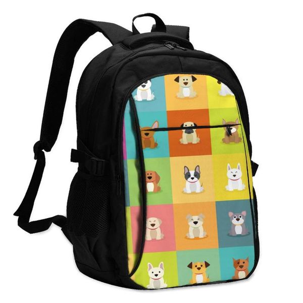 

backpack usb charging lapwomen's for teenage students girls school abstract cute dogs travel bagpack