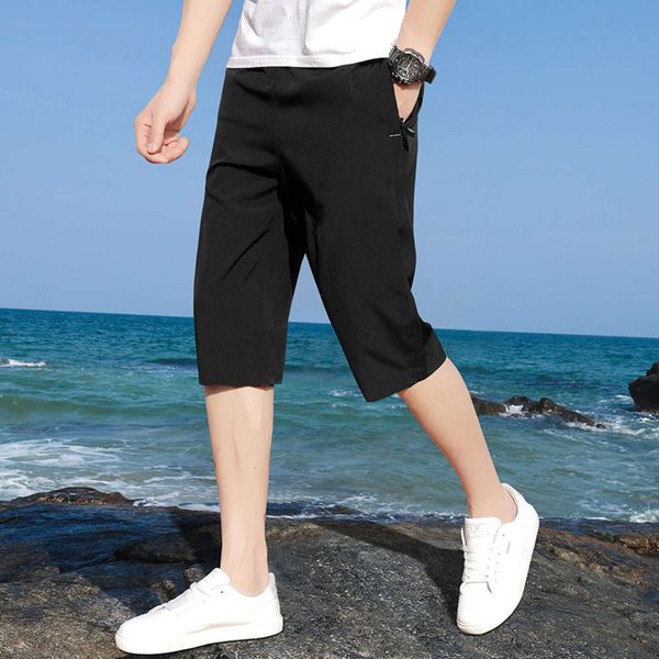 

shorts capris men's summer thin ice quick drying casual shorts loose large sports pants 7-point, White;black