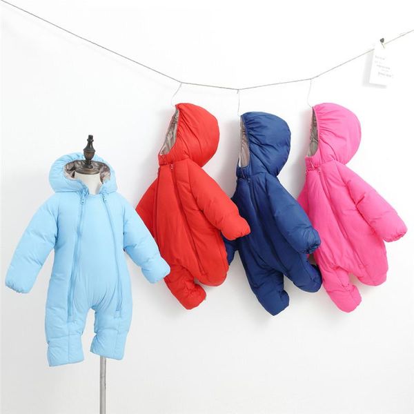 

winter jumpsuit boys girl baby coats jacket kid zip thick snowsuit hoodie romper winterjas meisje #420 coat, Blue;gray