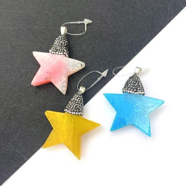 

charms agate pendant necklace five-pointed star jewelry multicolor diamond diy handmade accessories designer chrams, Bronze;silver