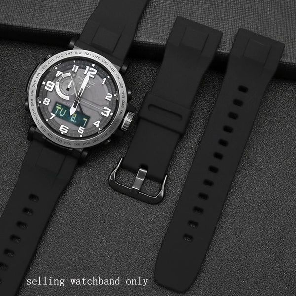 

watch bands silicone watchband for prg-600ybprg-650prw-6600 sport men's rubber strap 24mm accessories band, Black;brown