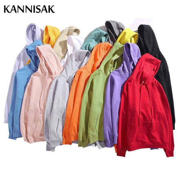 

men's hoodies & sweatshirts kannisak hooded men solid loose women cotton harajuku spring autumn casual oversize couple pullovers, Black