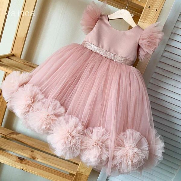 

toddler baby girl dresses with pleated flowers birthday party pageant dress girl's, Red;yellow